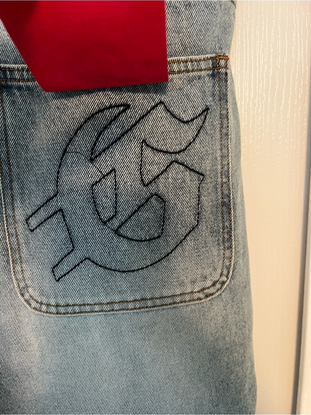 Godspeed Blue Patchwork Embroidered Jean Shorts - Picture 4 of 4